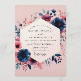 Invitation Mariage Navy Blush Moody Bloom