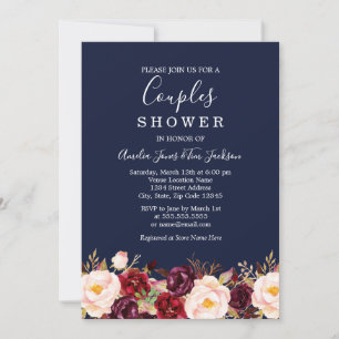 Invitation Mariage Navy Bourgogne Marsala Couple Shower