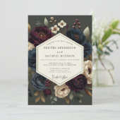 Invitation Mariage Navy Claret Clair-obscur (Debout devant)