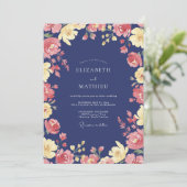 Invitation Mariage Navy Coral Petal (Debout devant)