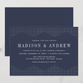 Invitation Mariage Navy Deco à points (Devant / Derrière)