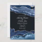 Invitation Mariage Navy et Agate Argentée (Devant)