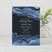 Invitation Mariage Navy et Agate Argentée (Debout devant)