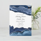 Invitation Mariage Navy et Agate Argentée (Debout devant)