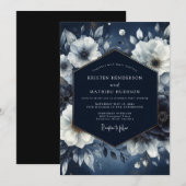 Invitation Mariage Navy Ethereal Bloom (Devant / Derrière)