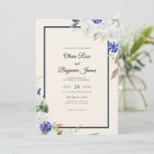 Invitation Mariage Navy Hydrangea Sage (Debout devant)