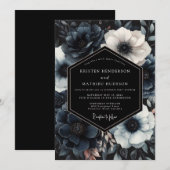 Invitation Mariage Navy Moody Bloom (Devant / Derrière)