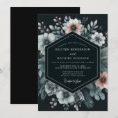 Invitation Mariage Navy Moody Bloom (Devant / Derrière)