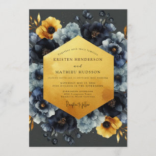 Invitation Mariage Navy Ochre Clair-obscur