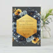 Invitation Mariage Navy Ochre Clair-obscur (Debout devant)