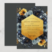Invitation Mariage Navy Ochre Clair-obscur (Devant / Derrière)