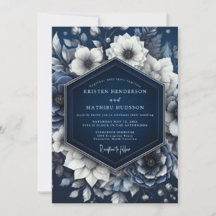 Invitation Mariage Navy Opulent Floral Romance