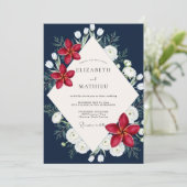 Invitation Mariage Navy Red Lily (Debout devant)