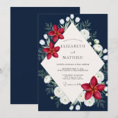 Invitation Mariage Navy Red Lily (Devant / Derrière)
