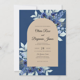 Invitation Mariage Navy Sable Bleuet Eucalyptus