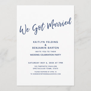 Invitation Mariage Navy We Casual Moderne Cérémonie de Mariag