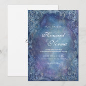 Invitation Mariage Nébuleuse Bleu Céleste Argent Baroque (Devant / Derrière)