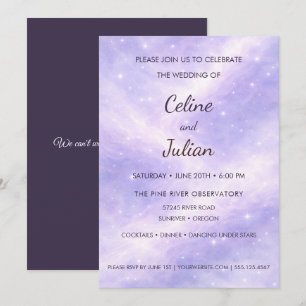 Invitation Mariage Nébuleuse de Lavande Céleste Sous les Étoi