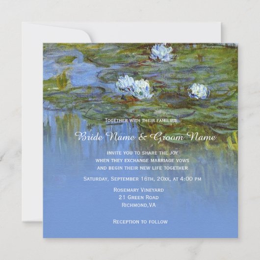 Invitation mariage nénuphar vintage Claude Monet (Devant)