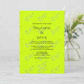 Invitation Mariage néo-vert jaune coloré Feuille Art Boho (Debout devant)