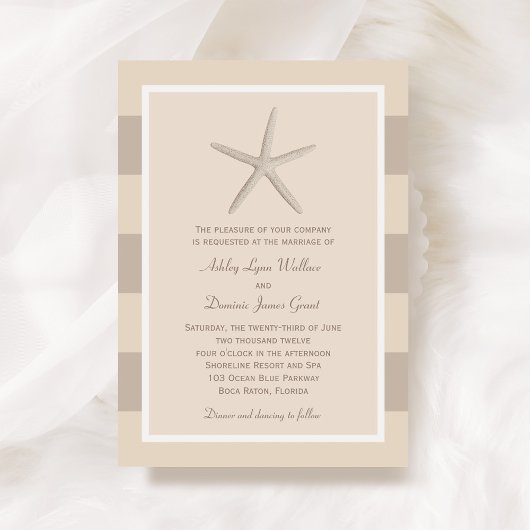 Invitation Mariage Neutre Beige Starfish Beach
