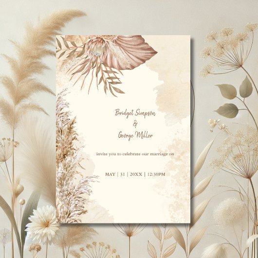 Invitation Mariage neutre Boho intemporel