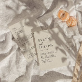 Invitation Mariage neutre Boho noir et beige à double face