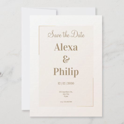 Invitation Mariage neutre minimaliste beige (Devant)