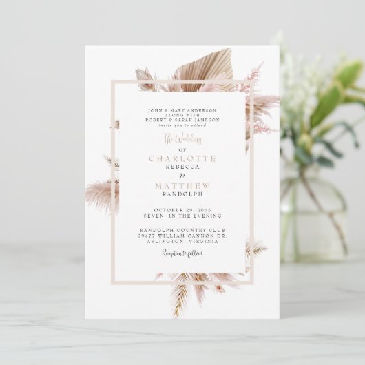 Invitation Mariage neutre Pampas (Debout devant)
