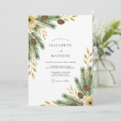 Invitation Mariage Noble Bois de Pin Vert (Debout devant)