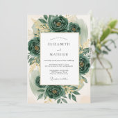 Invitation Mariage Noble de Nature Vert Emeraude (Debout devant)