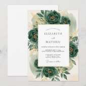 Invitation Mariage Noble de Nature Vert Emeraude (Devant / Derrière)