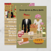 Invitation Mariage noble romantique aux fraises (Devant / Derrière)