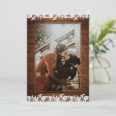 Invitation Mariage & Noces Bois Rustique et Dentelle Blanche  (Debout devant)