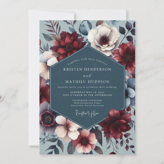 Invitation Mariage Nocturne Ardoise Bourgogne (Devant)
