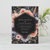 Invitation Mariage Nocturne Ardoise Pêche (Debout devant)