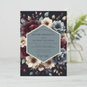 Invitation Mariage Nocturne en Ardoise et Bourgogne (Debout devant)