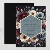 Invitation Mariage Nocturne en Ardoise et Bourgogne (Devant / Derrière)