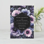 Invitation Mariage Nocturne Floral Améthyste (Debout devant)