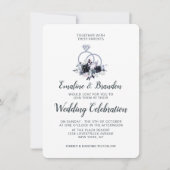 Invitation Mariage Nocturne Floral Argent (Devant)