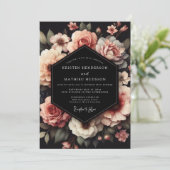 Invitation Mariage Nocturne Floral Rose (Debout devant)