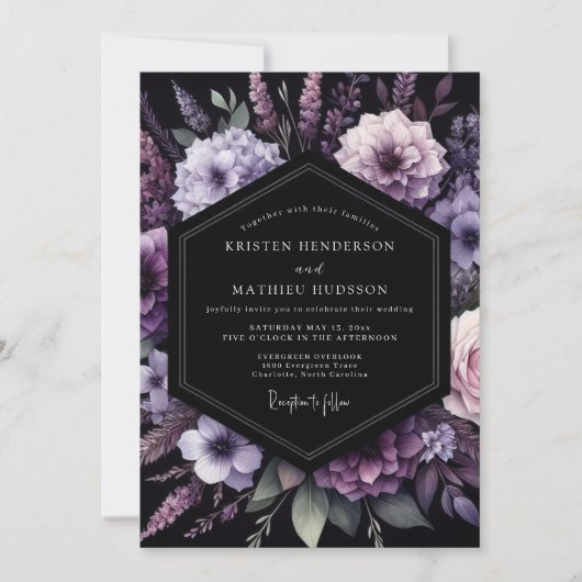 Invitation Mariage Nocturne Humeur Pourpre (Devant)