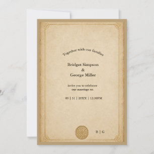 Invitation Mariage Nœud Celtique Parchemin Minimaliste Médiév