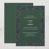Invitation Mariage Nœud Celtique Vert Foncé Chardon (Devant / Derrière)