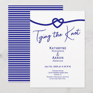 Invitation Mariage Nœud Marin Classique Blanc et Navy
