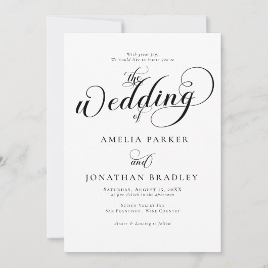 Invitation Mariage noir (Devant)
