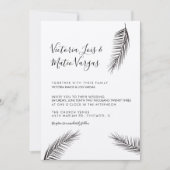 Invitation Mariage noir à feuille de palmier à main simple (Devant)