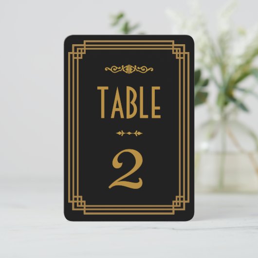 Invitation Mariage noir Art déco simple Numéros (Debout devant)