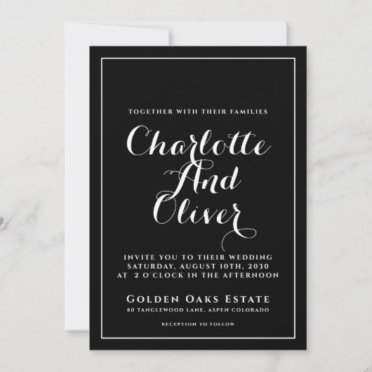 Invitation Mariage noir blanc (Devant)