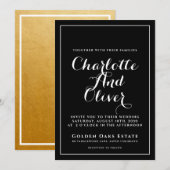 Invitation Mariage noir blanc (Devant / Derrière)